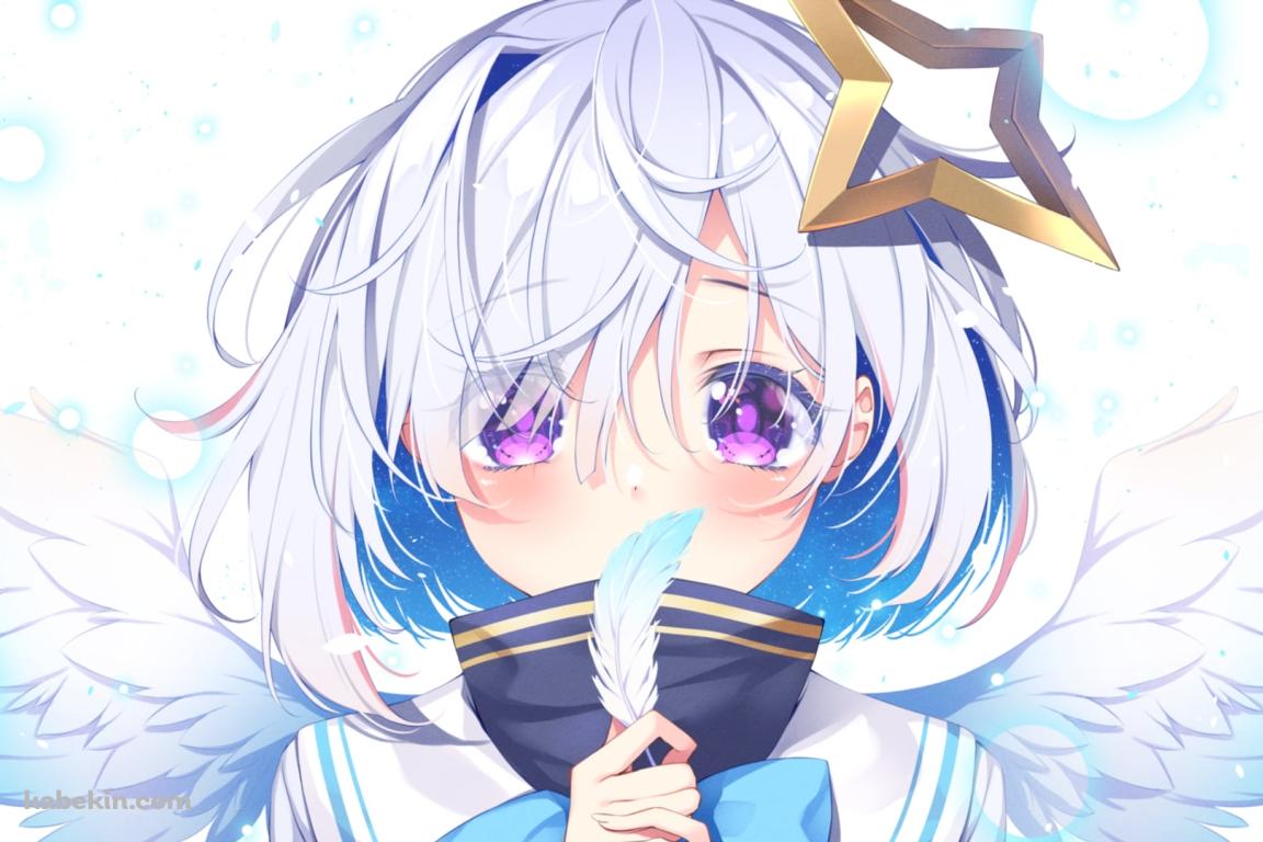 白い羽を持つ可愛い天音かなた / ホロライブ / バーチャルYouTuber / Vtuberの壁紙(1152px x 768px) 高画質 PC・デスクトップ用
