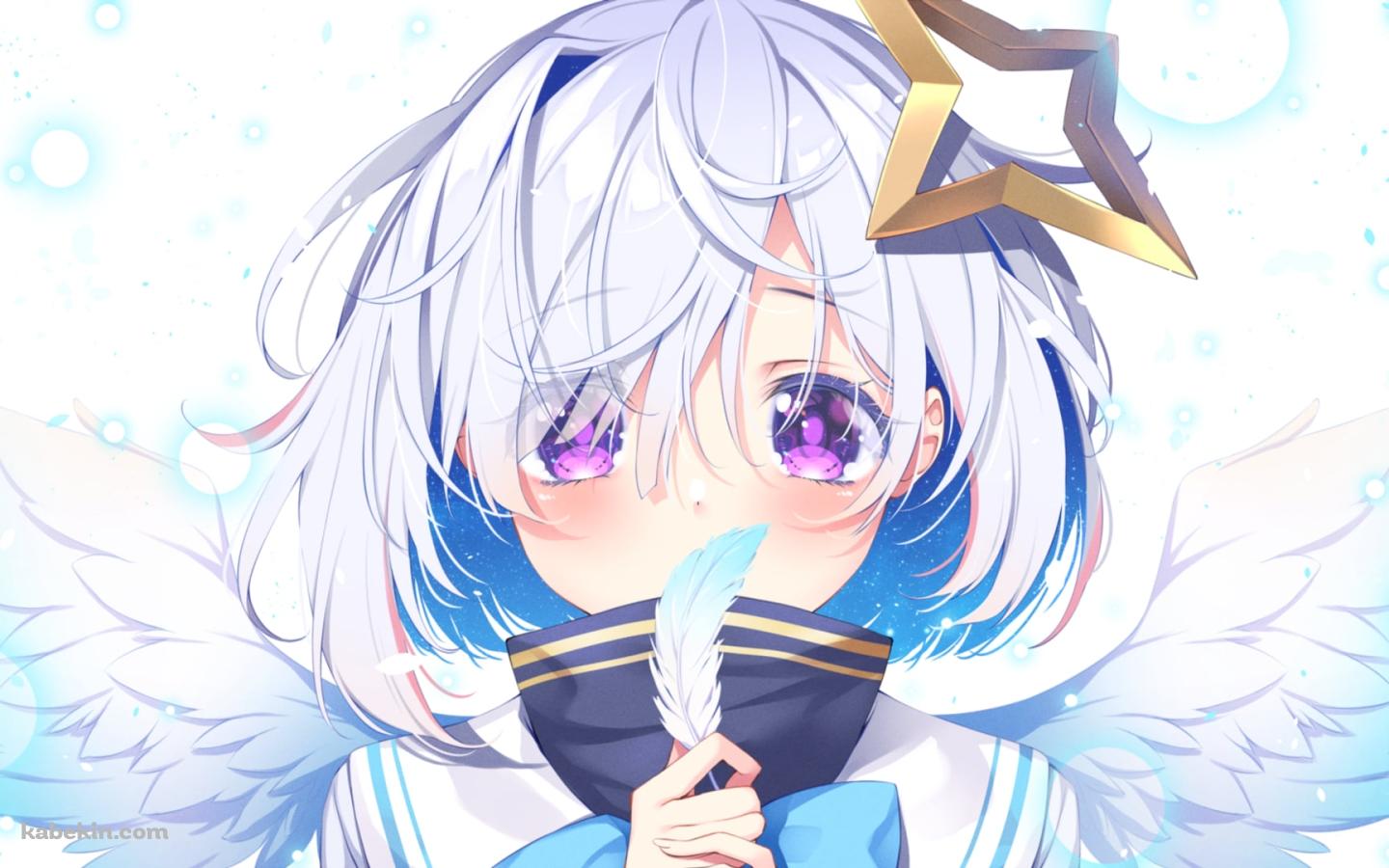 白い羽を持つ可愛い天音かなた / ホロライブ / バーチャルYouTuber / Vtuberの壁紙(1440px x 900px) 高画質 PC・デスクトップ用