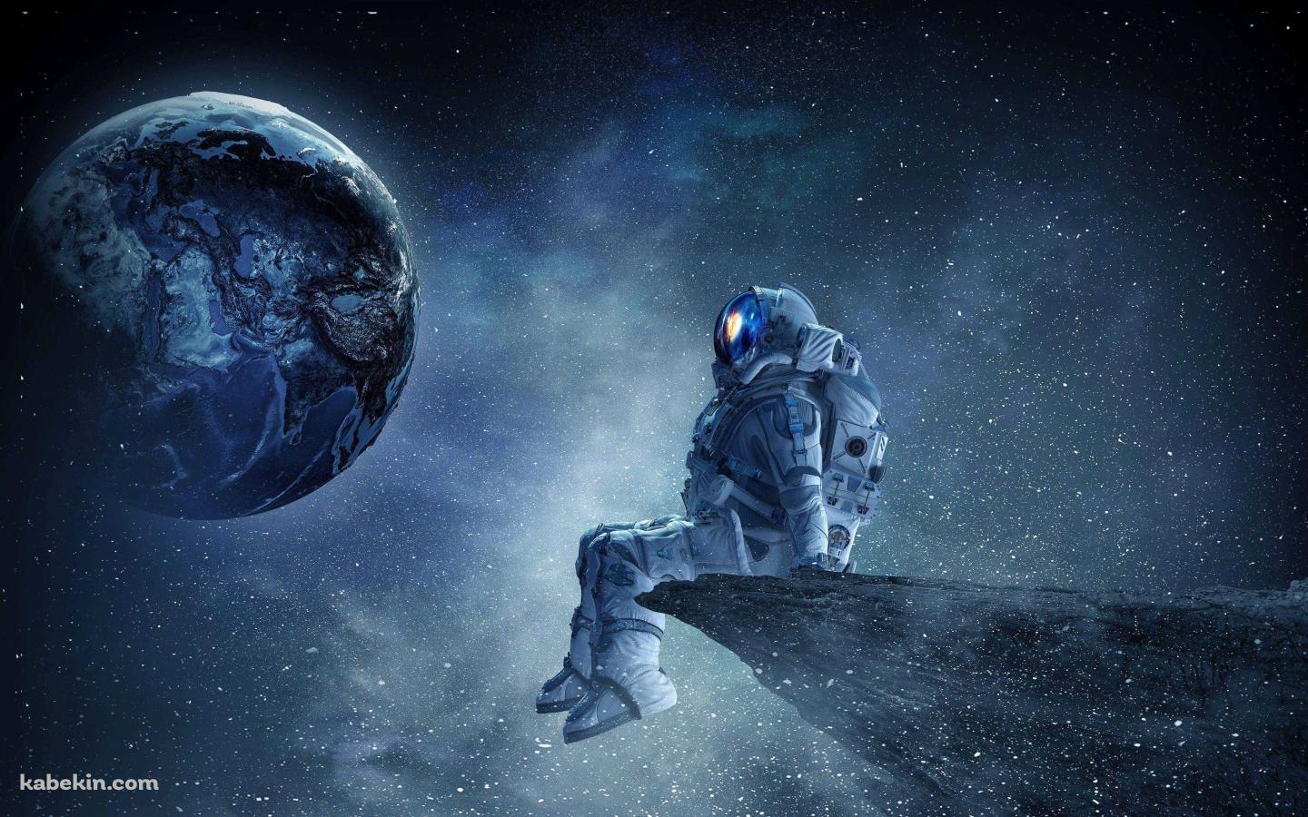地球を眺める宇宙飛行士の壁紙(1440px x 900px) 高画質 PC・デスクトップ用
