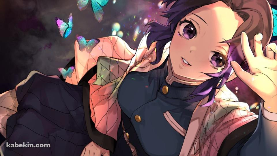 左手を頭の上にかざす胡蝶しのぶ / 鬼滅の刃の壁紙(960px x 540px) 高画質 PC・デスクトップ用
