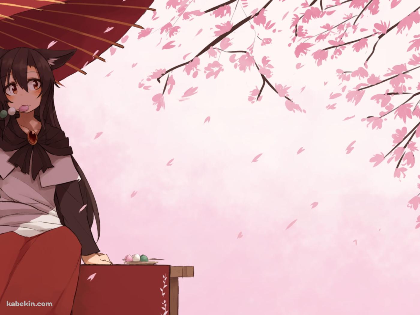 茶屋で三食団子を食べる可愛い今泉影狼（いまいずみ かげろう） / 桜 / 東方の壁紙(1400px x 1050px) 高画質 PC・デスクトップ用