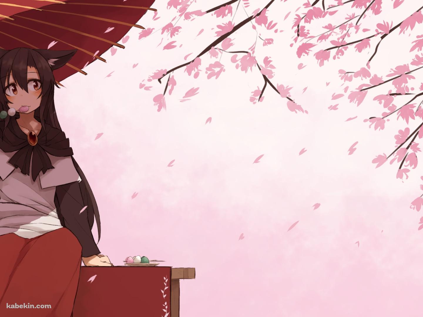 茶屋で三食団子を食べる可愛い今泉影狼（いまいずみ かげろう） / 桜 / 東方の壁紙(1440px x 1080px) 高画質 PC・デスクトップ用