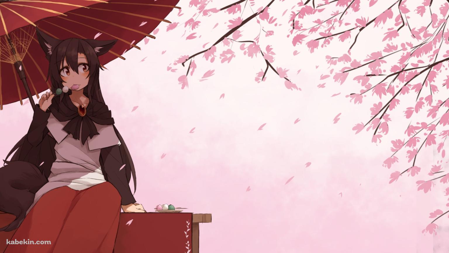 茶屋で三食団子を食べる可愛い今泉影狼（いまいずみ かげろう） / 桜 / 東方の壁紙(1536px x 864px) 高画質 PC・デスクトップ用