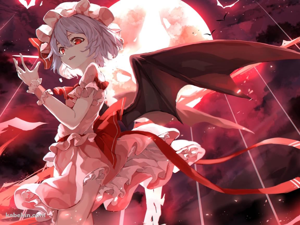 赤い満月とレミリア・スカーレット / 赤い瞳 / 東方の壁紙(1152px x 864px) 高画質 PC・デスクトップ用