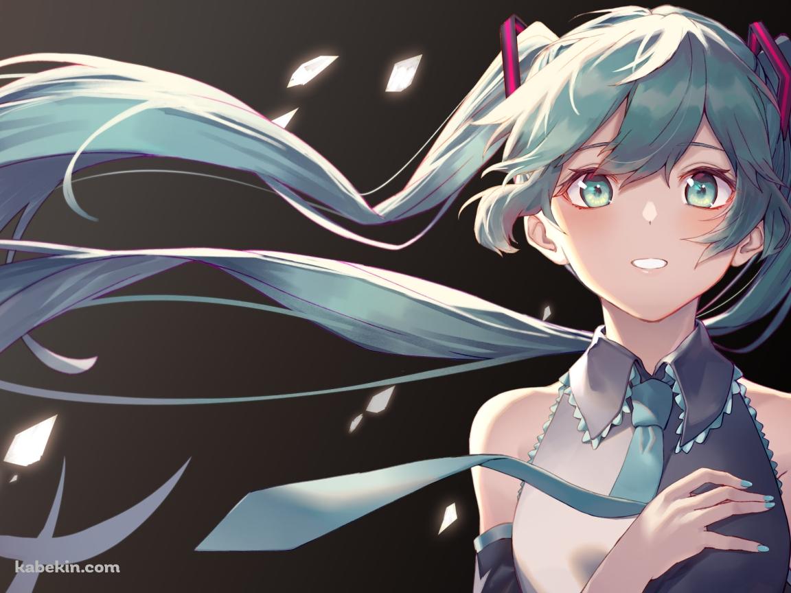 胸元に手をあてて驚いた表情の初音ミク / ボカロ / ボーカロイドの壁紙(1152px x 864px) 高画質 PC・デスクトップ用