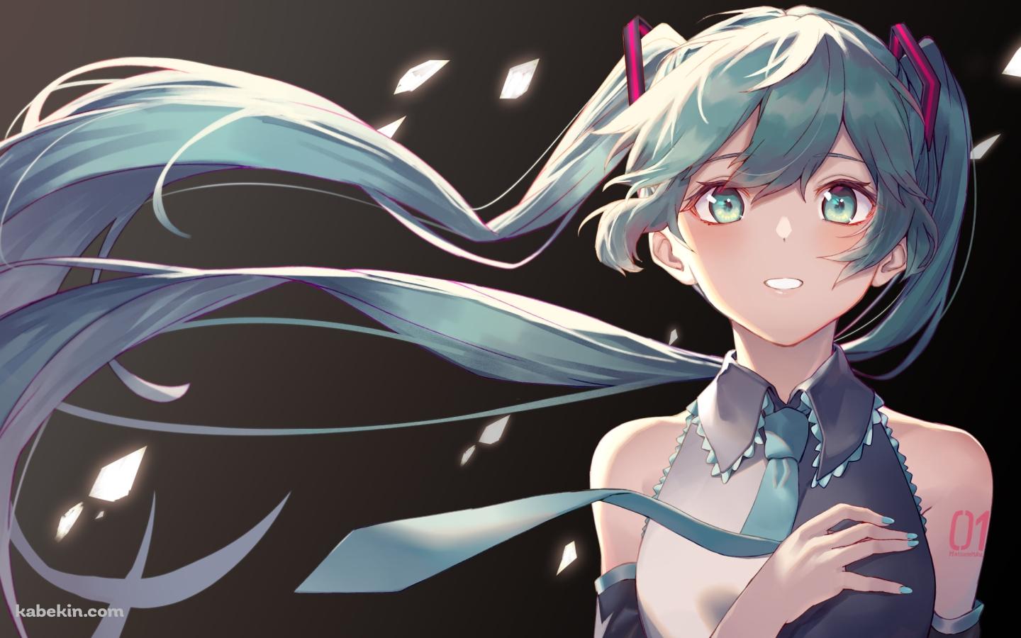 胸元に手をあてて驚いた表情の初音ミク / ボカロ / ボーカロイドの壁紙(1440px x 900px) 高画質 PC・デスクトップ用