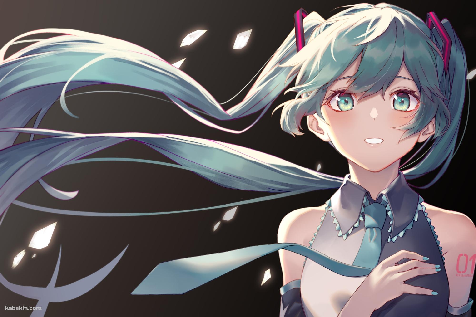 胸元に手をあてて驚いた表情の初音ミク / ボカロ / ボーカロイドの壁紙(2000px x 1333px) 高画質 PC・デスクトップ用
