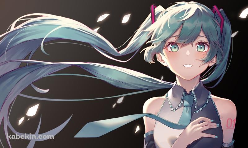 胸元に手をあてて驚いた表情の初音ミク / ボカロ / ボーカロイドの壁紙(800px x 480px) 高画質 PC・デスクトップ用