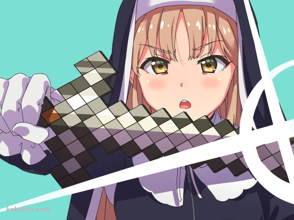 マイクラの剣をかざす可愛いシスター・クレア / にじさんじ / バーチャルYouTuber / Vtuberの壁紙(1024px x 768px) 高画質 PC・デスクトップ用