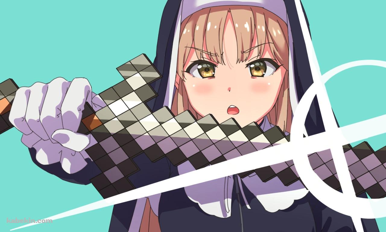 マイクラの剣をかざす可愛いシスター・クレア / にじさんじ / バーチャルYouTuber / Vtuberの壁紙(1280px x 768px) 高画質 PC・デスクトップ用