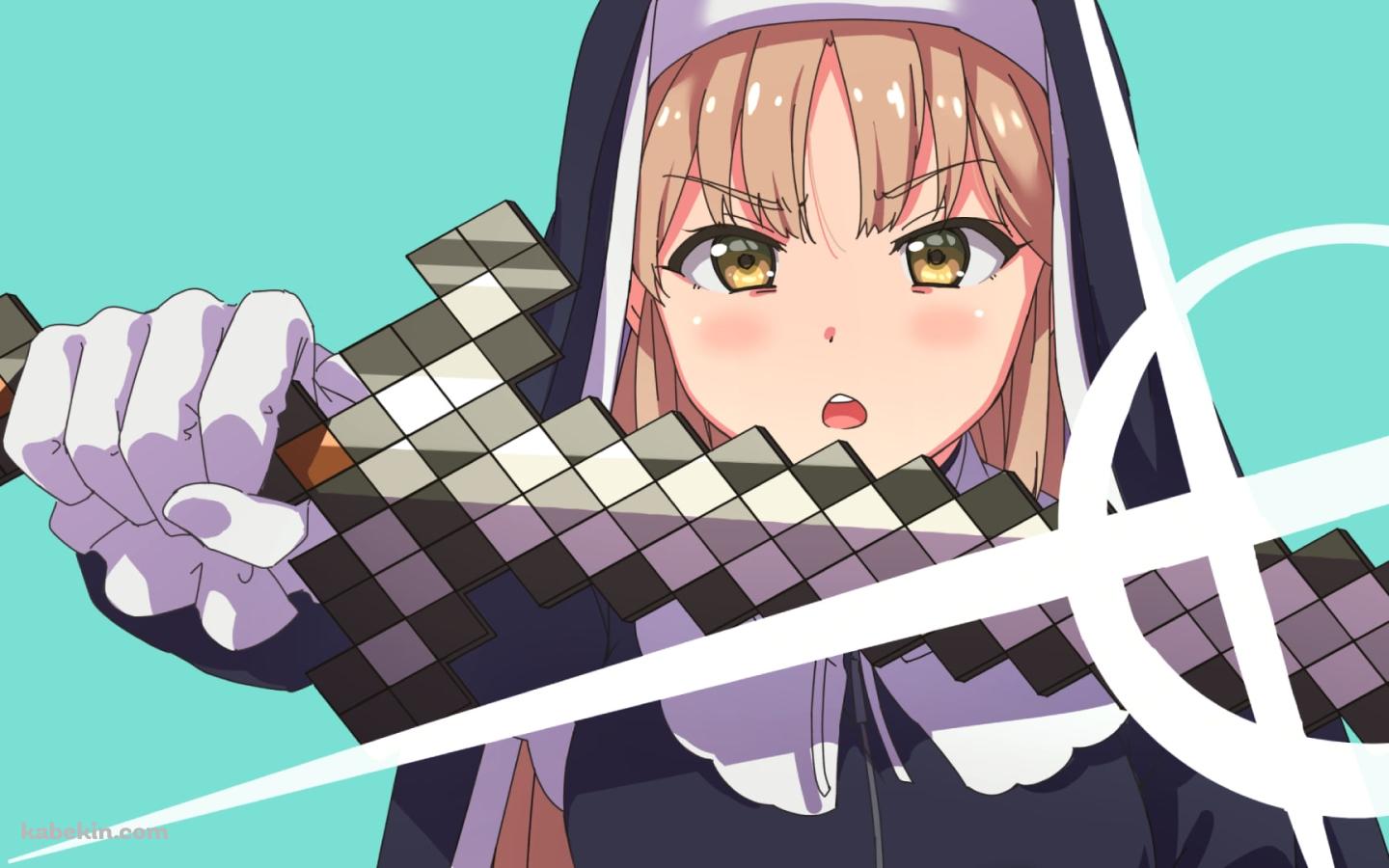 マイクラの剣をかざす可愛いシスター・クレア / にじさんじ / バーチャルYouTuber / Vtuberの壁紙(1440px x 900px) 高画質 PC・デスクトップ用