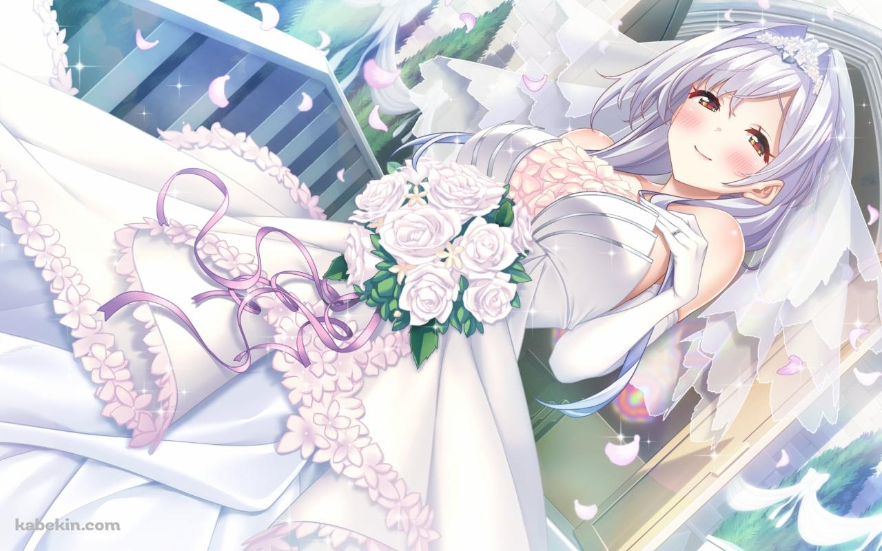 ウェディングドレスを着た綺麗なイヴリン・デヴォルガード / まおかつ!-魔王と勇者のアイドル生活-の壁紙(1280px x 800px) 高画質 PC・デスクトップ用