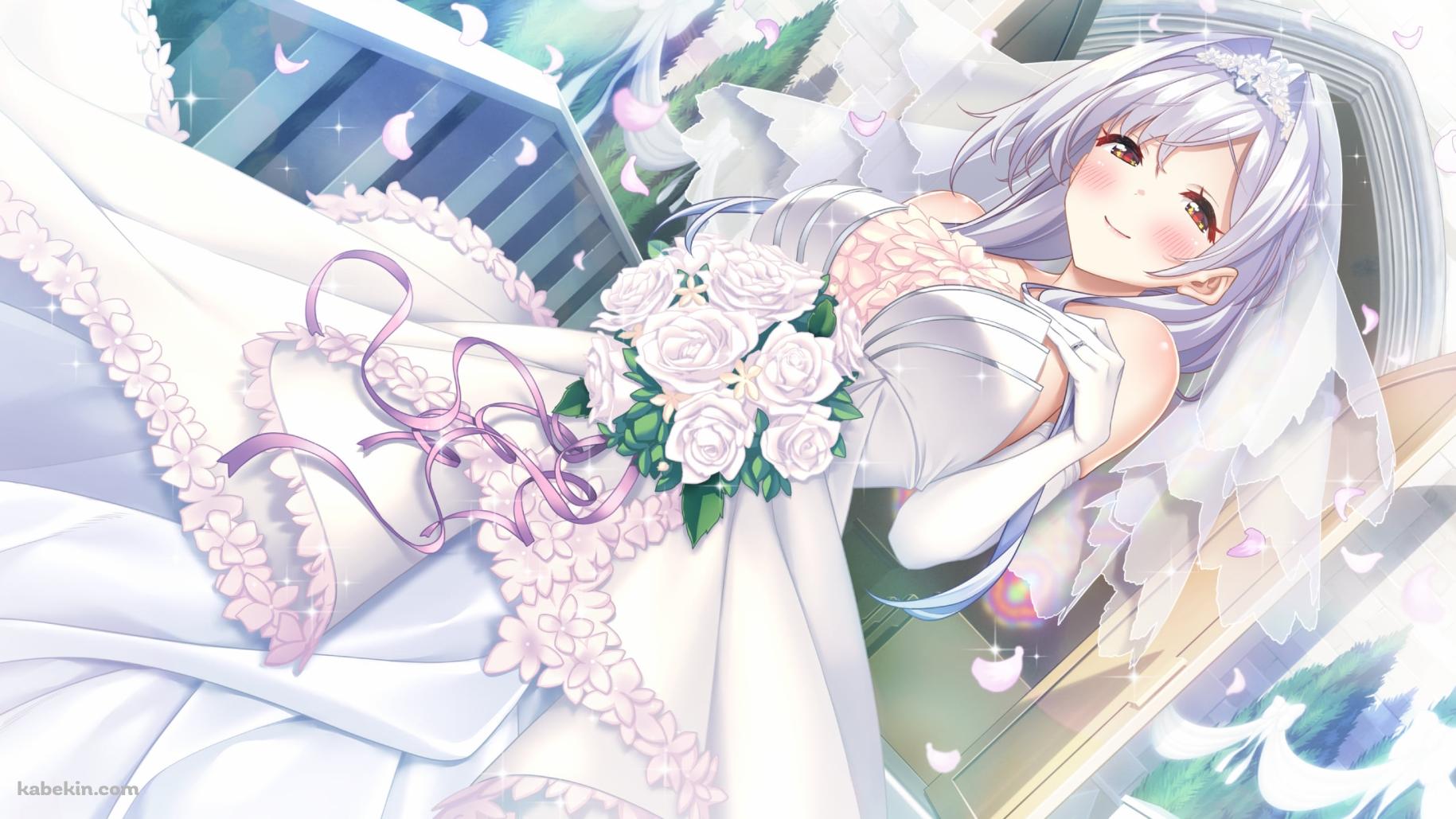 ウェディングドレスを着た綺麗なイヴリン・デヴォルガード / まおかつ!-魔王と勇者のアイドル生活-の壁紙(1829px x 1029px) 高画質 PC・デスクトップ用