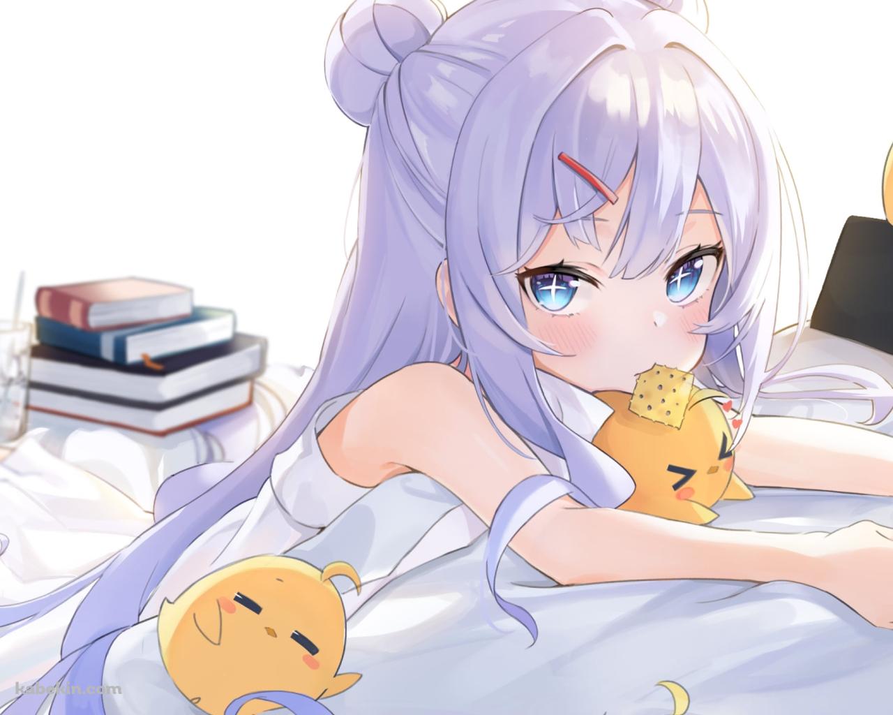 クラッカーを食べながらスマホを見る可愛いル・マラン / アズールレーンの壁紙(1280px x 1024px) 高画質 PC・デスクトップ用