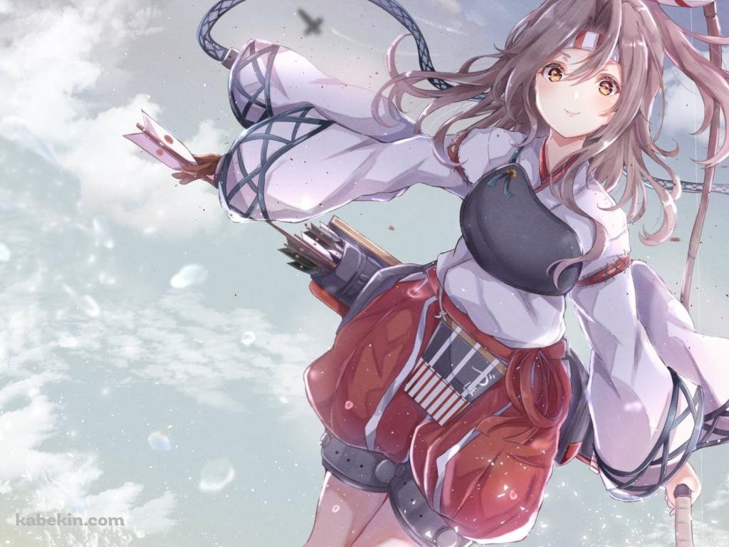 波打ち際で大きな弓を持つ可愛い瑞鳳 / 艦これ / 艦隊これくしょんの壁紙(1024px x 768px) 高画質 PC・デスクトップ用