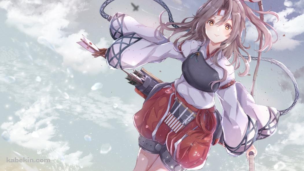波打ち際で大きな弓を持つ可愛い瑞鳳 / 艦これ / 艦隊これくしょんの壁紙(1051px x 591px) 高画質 PC・デスクトップ用