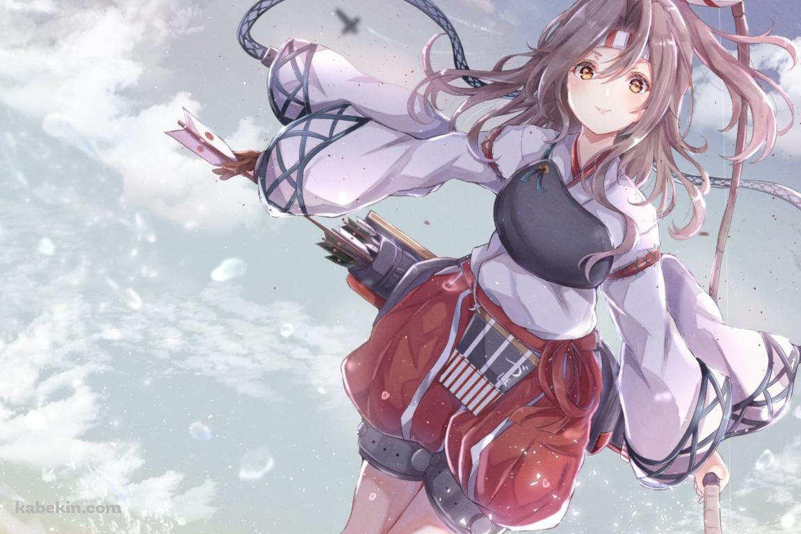波打ち際で大きな弓を持つ可愛い瑞鳳 / 艦これ / 艦隊これくしょんの壁紙(1152px x 768px) 高画質 PC・デスクトップ用