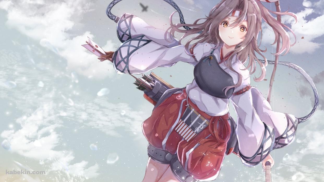 波打ち際で大きな弓を持つ可愛い瑞鳳 / 艦これ / 艦隊これくしょんの壁紙(1242px x 698px) 高画質 PC・デスクトップ用
