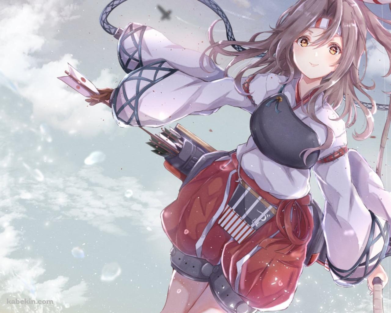 波打ち際で大きな弓を持つ可愛い瑞鳳 / 艦これ / 艦隊これくしょんの壁紙(1280px x 1024px) 高画質 PC・デスクトップ用