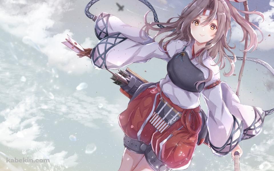 波打ち際で大きな弓を持つ可愛い瑞鳳 / 艦これ / 艦隊これくしょんの壁紙(960px x 600px) 高画質 PC・デスクトップ用