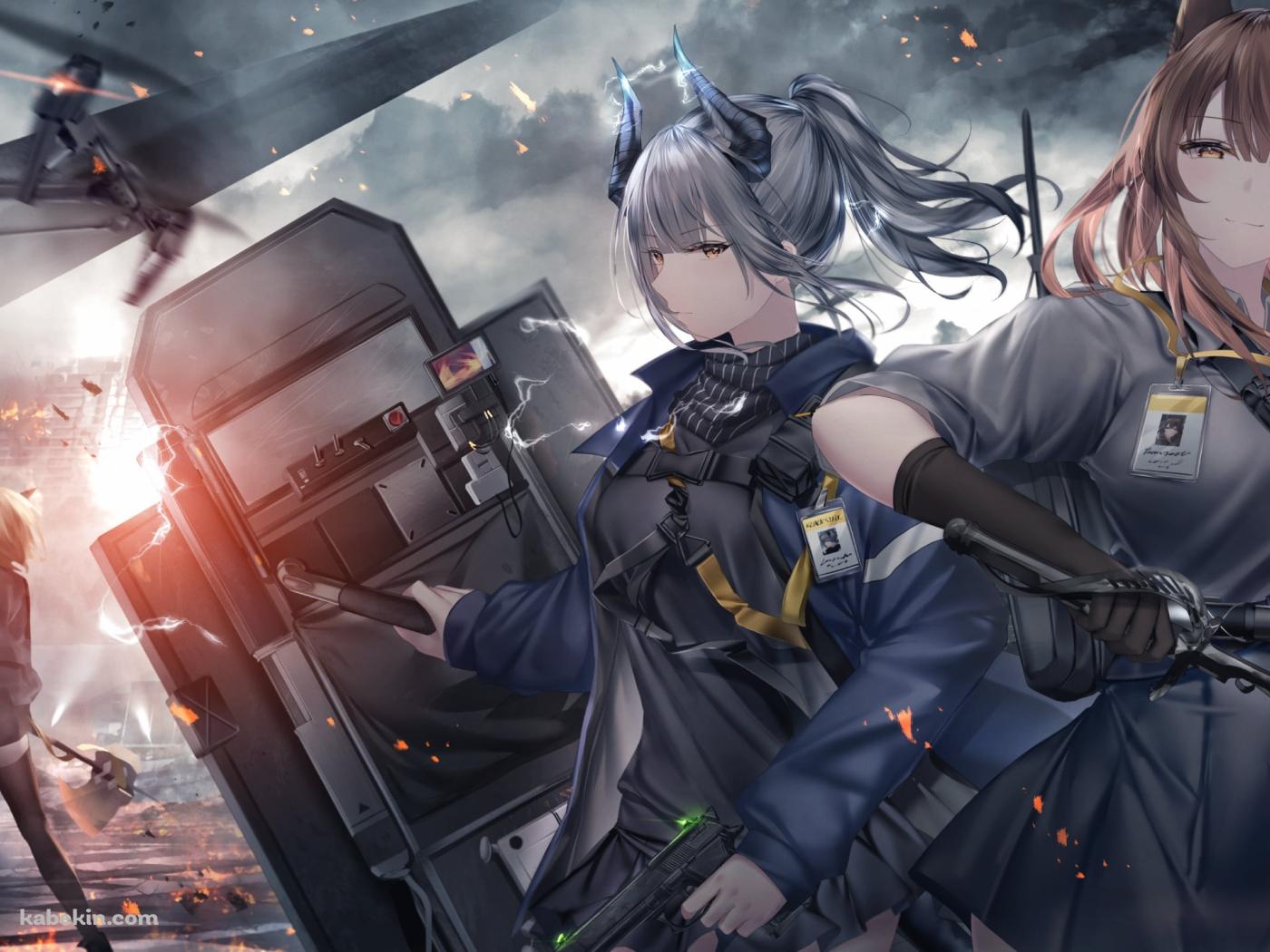 戦闘中のリスカム、ジェシカ、フランカ、バニラ / アークナイツの壁紙(1400px x 1050px) 高画質 PC・デスクトップ用