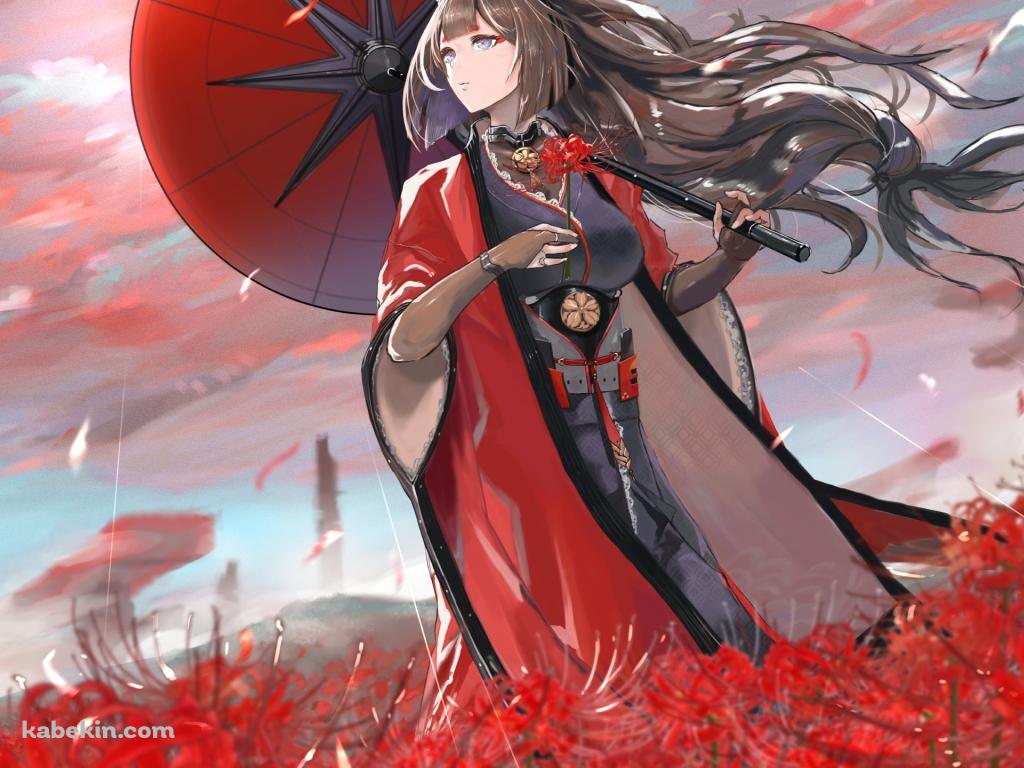 赤い和傘をさした綺麗な天城 / アズールレーンの壁紙(1024px x 768px) 高画質 PC・デスクトップ用