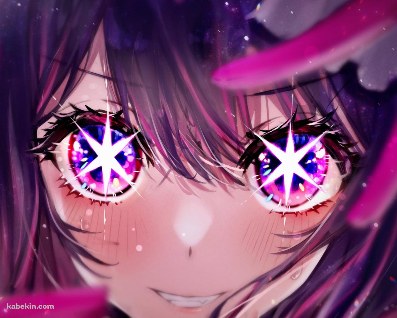 Wピースをした目がキラキラの可愛い星野アイ / 推しの子の壁紙(1280px x 1024px) 高画質 PC・デスクトップ用