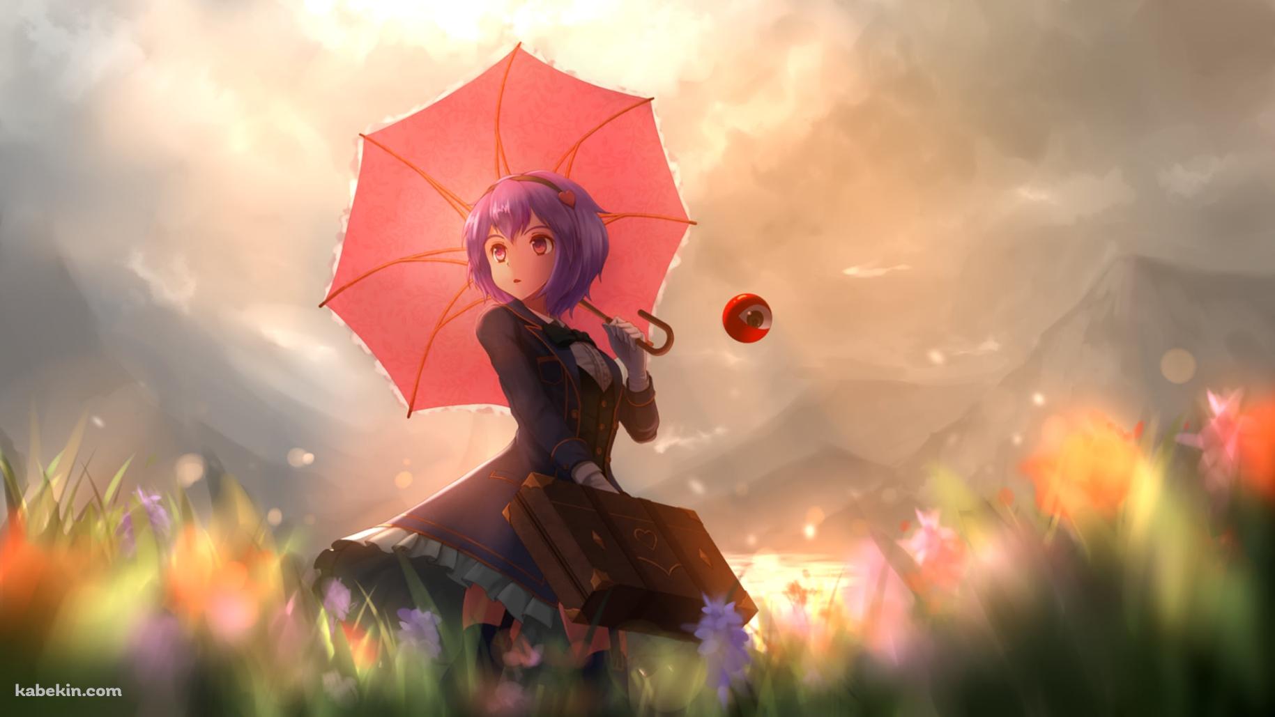 花畑で赤い傘をさす古明地さとり / 東方の壁紙(1829px x 1029px) 高画質 PC・デスクトップ用