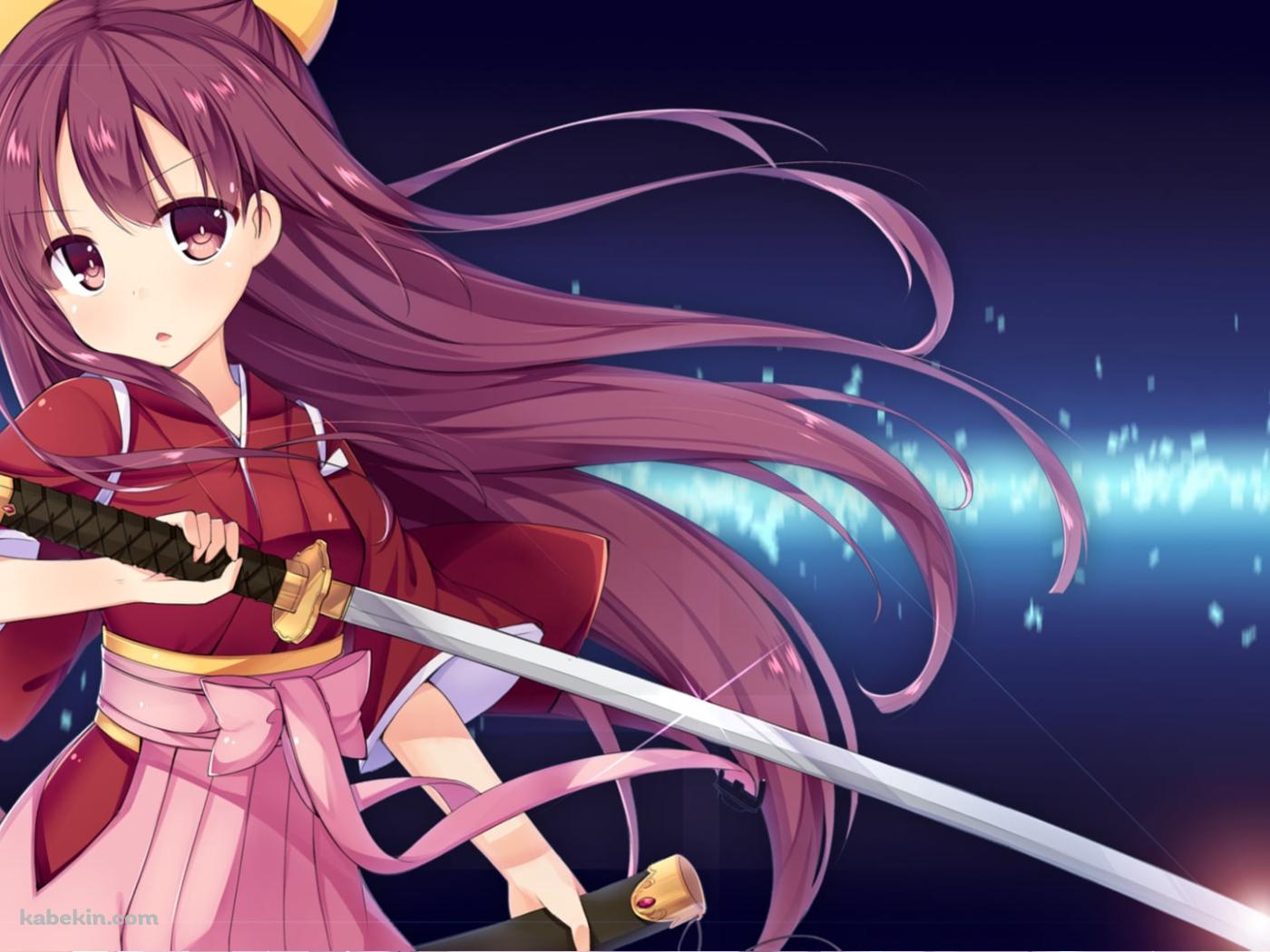日本刀を持つ可愛い神風 / 艦隊これくしょんの壁紙(1400px x 1050px) 高画質 PC・デスクトップ用
