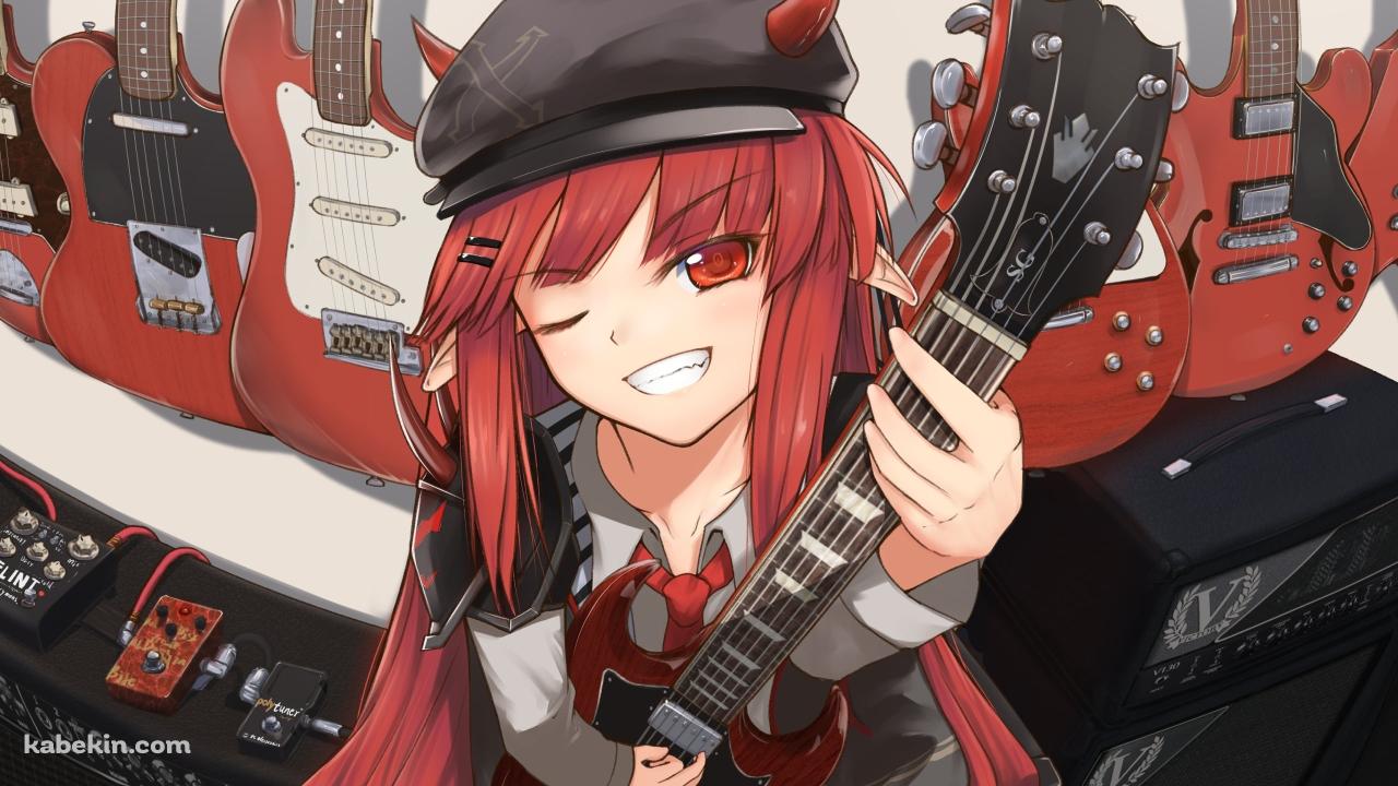 赤いギターを弾くヴィグナ / アークナイツの壁紙(1280px x 720px) 高画質 PC・デスクトップ用