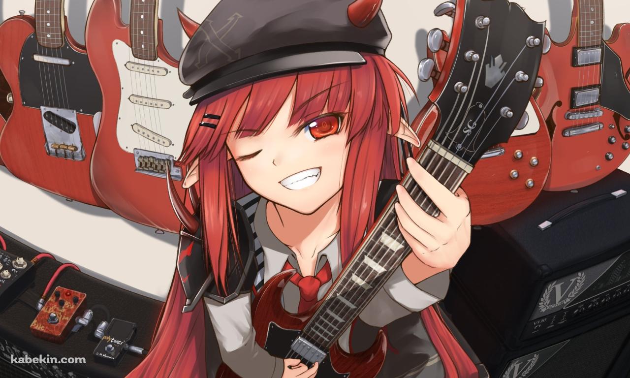 赤いギターを弾くヴィグナ / アークナイツの壁紙(1280px x 768px) 高画質 PC・デスクトップ用