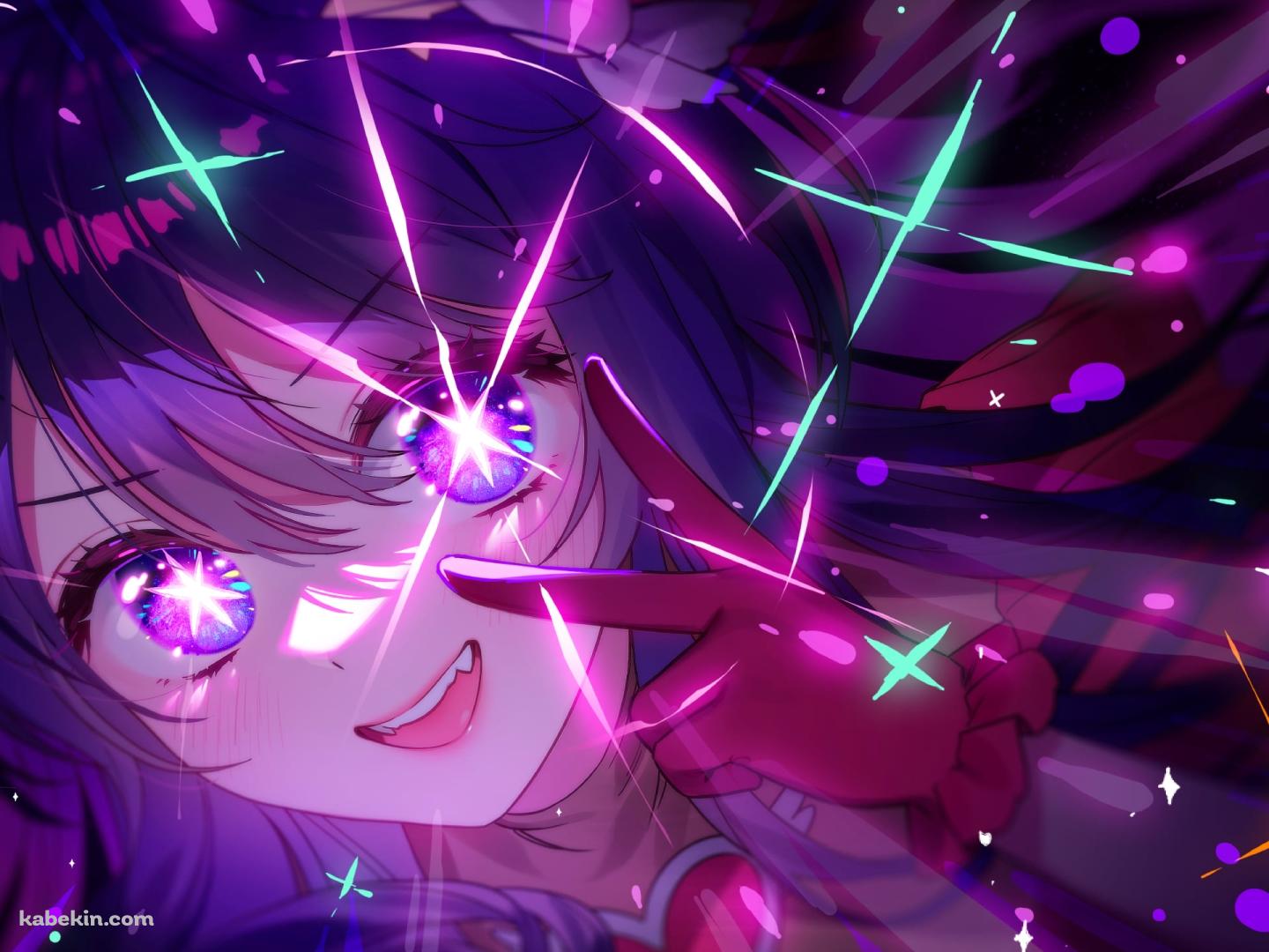 目がキラキラしている星野アイ / ピース / 笑顔 / アイドル / B小町 / 推しの子の壁紙(1440px x 1080px) 高画質 PC・デスクトップ用