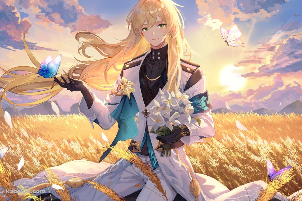 麦畑と羅刹 / 稲穂 / 百合の花 / 青い蝶 / ピンクの蝶 / 崩壊:スターレイルの壁紙(1152px x 768px) 高画質 PC・デスクトップ用
