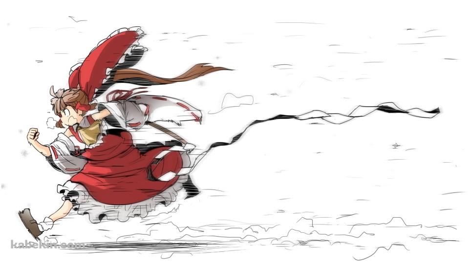 猛ダッシュする博麗霊夢 / 東方の壁紙(960px x 540px) 高画質 PC・デスクトップ用