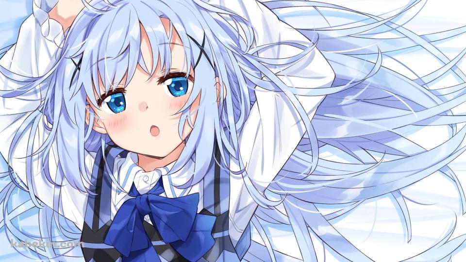 ベッドに寝そべる香風智乃 / ご注文はうさぎですか?の壁紙(960px x 540px) 高画質 PC・デスクトップ用