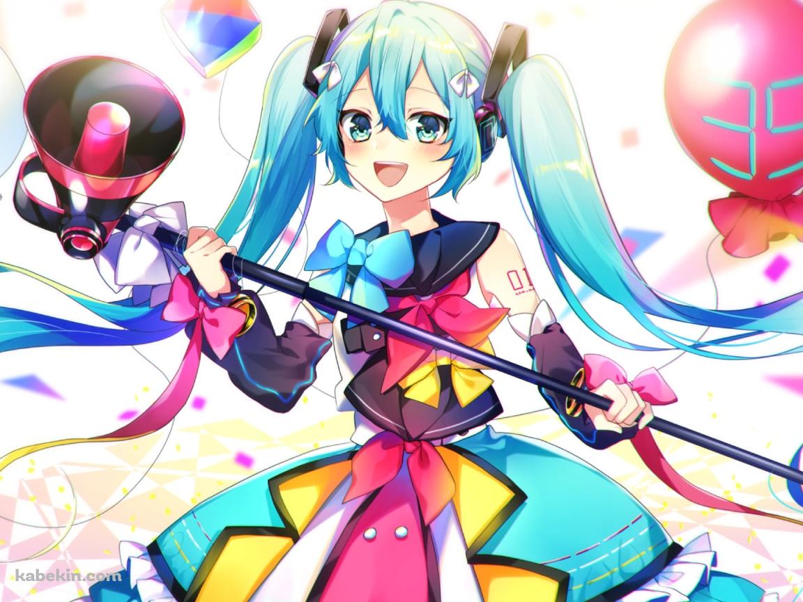 赤い拡声器を持つ可愛い初音ミク / ボカロ / ボーカロイドの壁紙(1152px x 864px) 高画質 PC・デスクトップ用