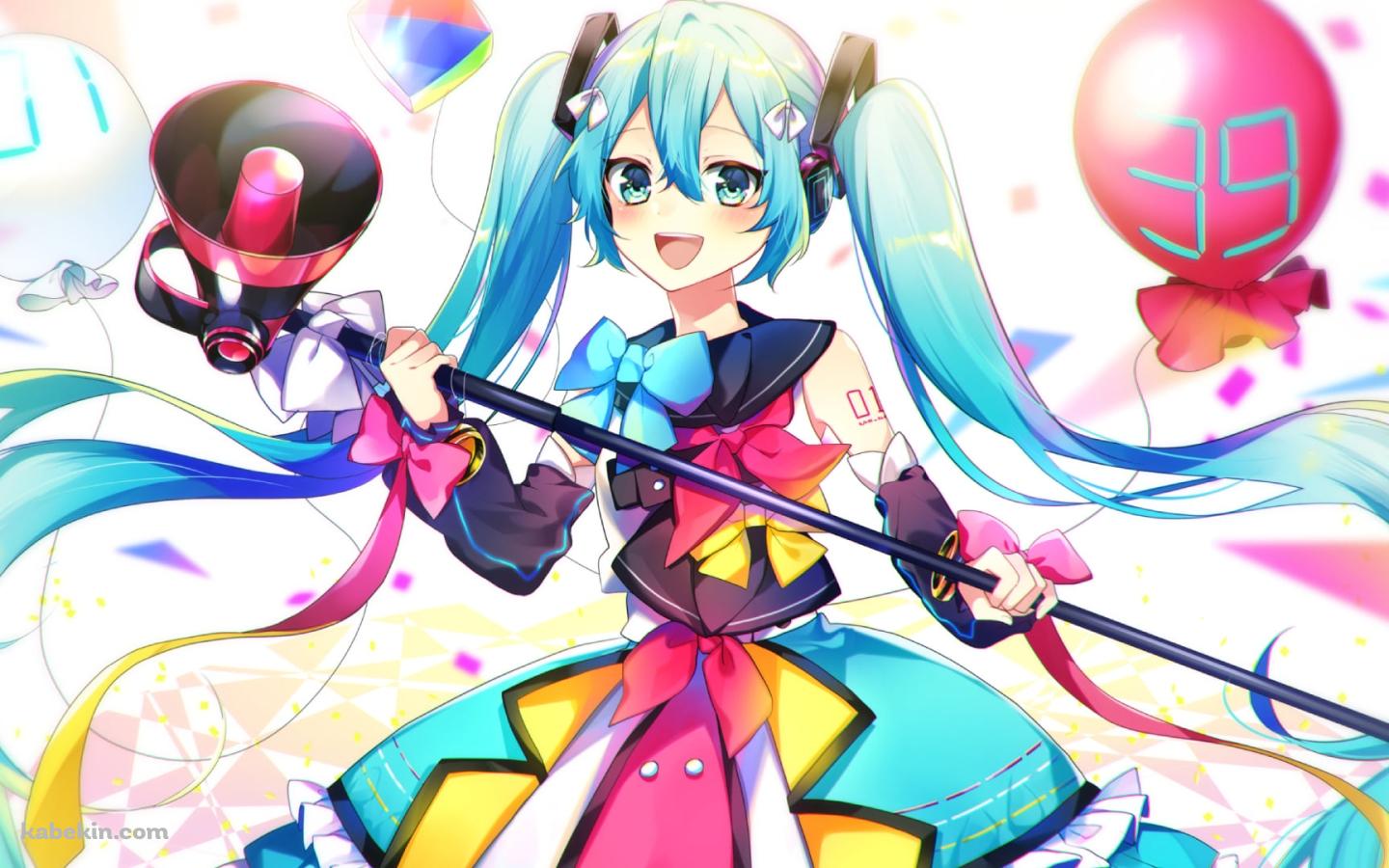 赤い拡声器を持つ可愛い初音ミク / ボカロ / ボーカロイドの壁紙(1440px x 900px) 高画質 PC・デスクトップ用