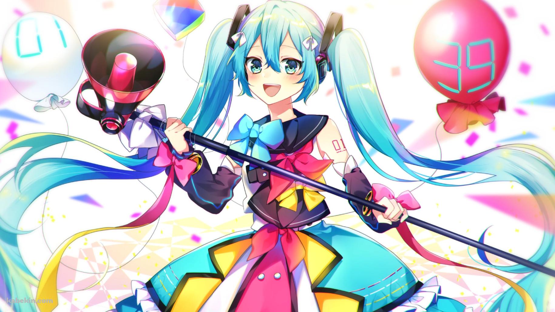 赤い拡声器を持つ可愛い初音ミク / ボカロ / ボーカロイドの壁紙(1829px x 1029px) 高画質 PC・デスクトップ用