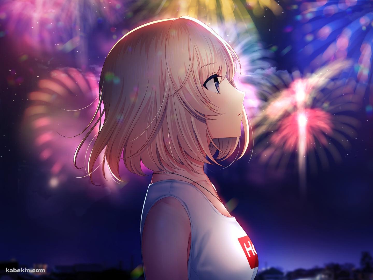 花火を見る可愛い茂庭 有華 / スワローテイル -あの日、青を超えて-の壁紙(1440px x 1080px) 高画質 PC・デスクトップ用