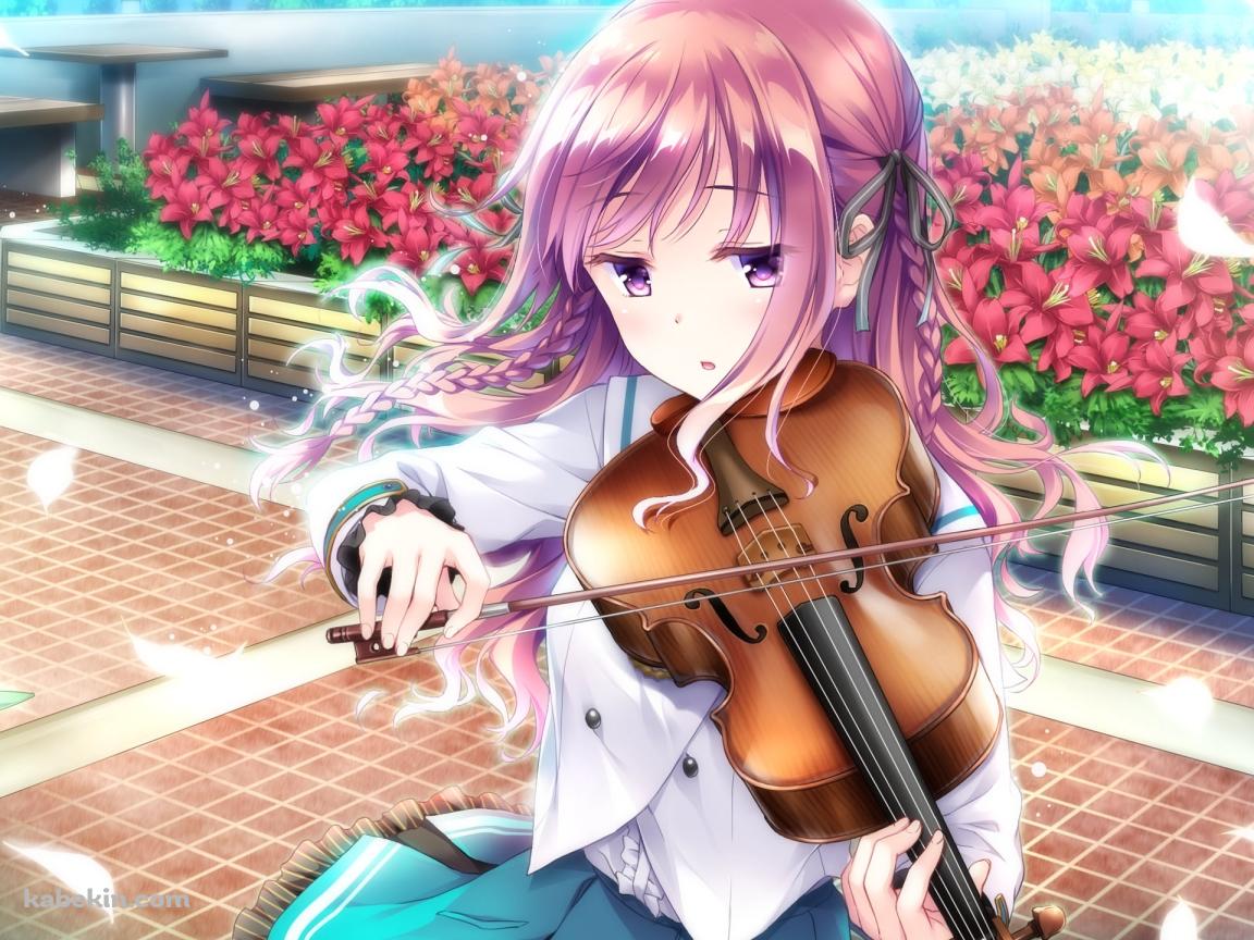 バイオリンを弾く水澤 沙耶香 / 想いを捧げる乙女のメロディーの壁紙(1152px x 864px) 高画質 PC・デスクトップ用