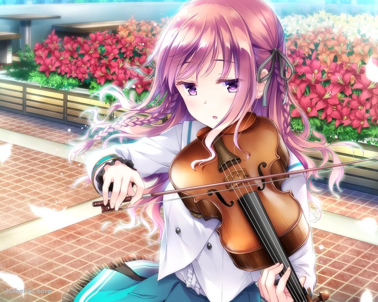 バイオリンを弾く水澤 沙耶香 / 想いを捧げる乙女のメロディーの壁紙(1280px x 1024px) 高画質 PC・デスクトップ用