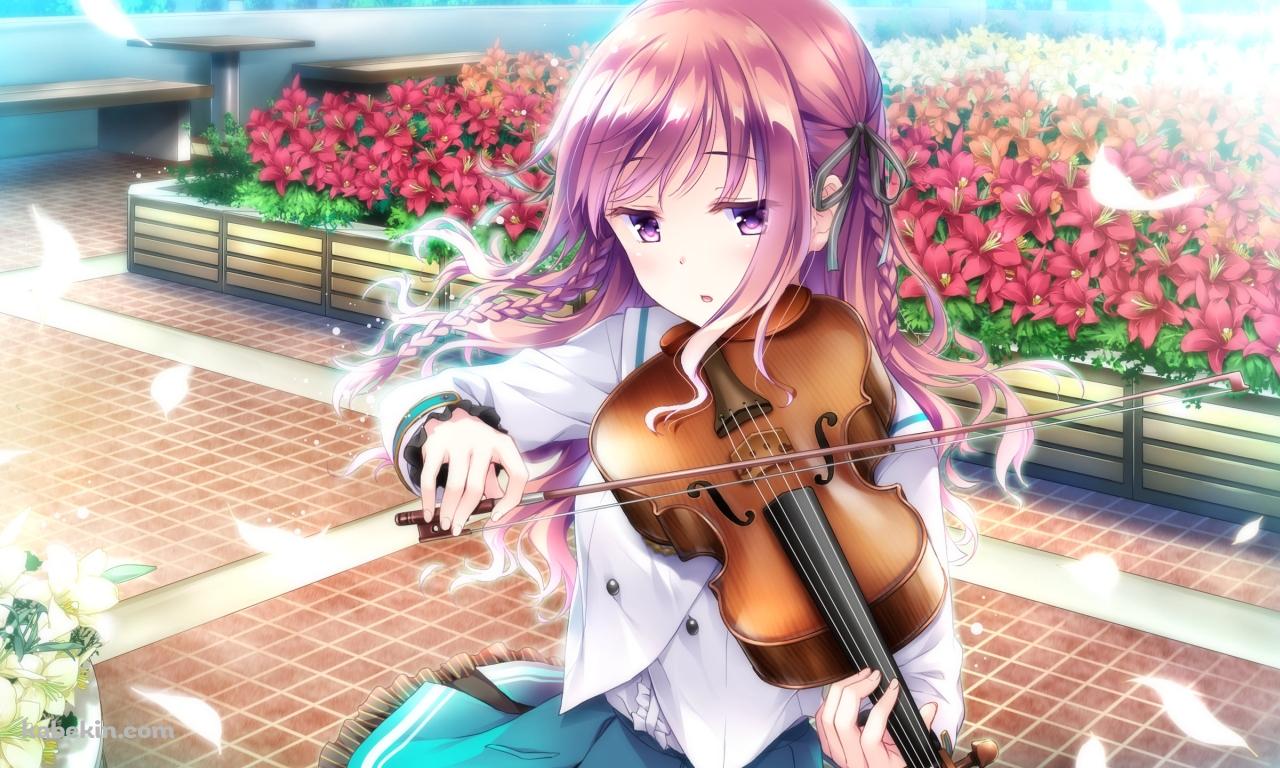 バイオリンを弾く水澤 沙耶香 / 想いを捧げる乙女のメロディーの壁紙(1280px x 768px) 高画質 PC・デスクトップ用