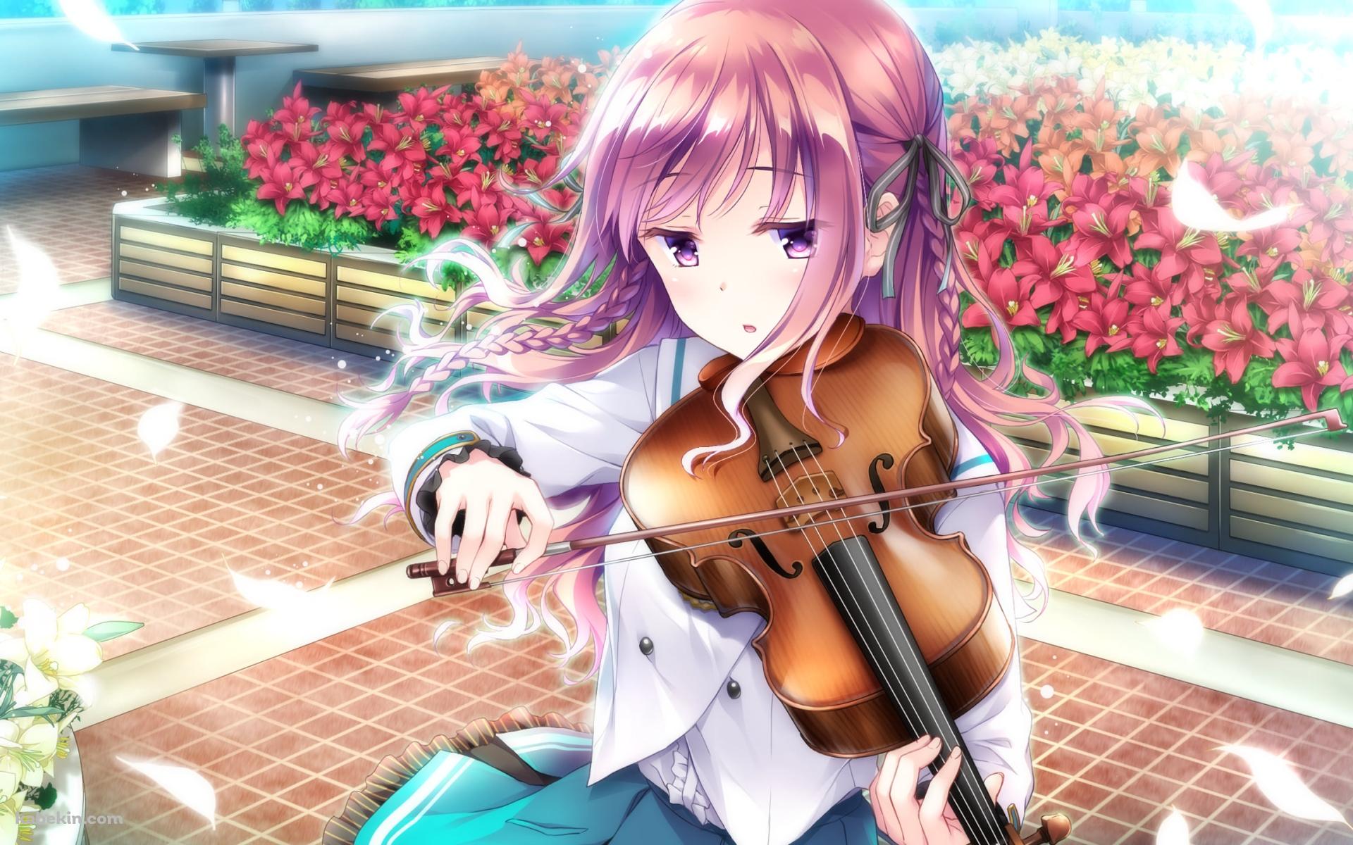 バイオリンを弾く水澤 沙耶香 / 想いを捧げる乙女のメロディーの壁紙(1920px x 1200px) 高画質 PC・デスクトップ用