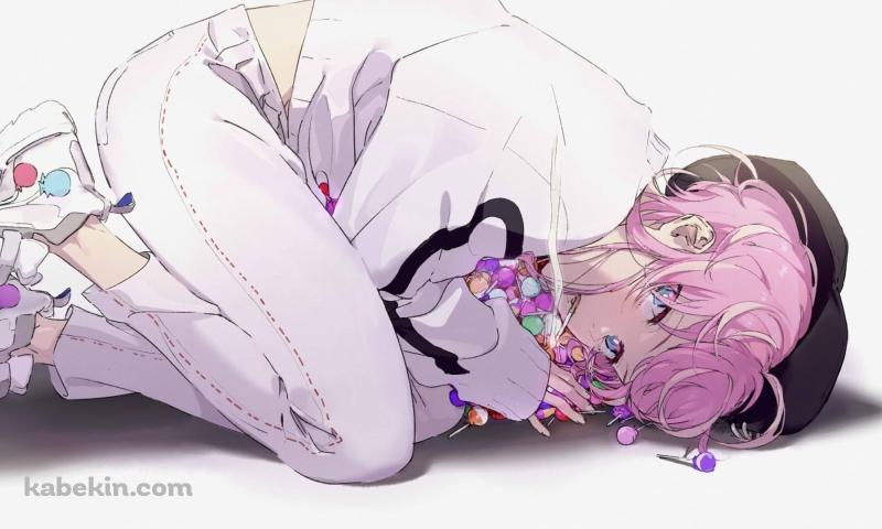 チュッパチャプスを抱えてうずくまる飴村乱数 (あめむららむだ) / ヒプノシスマイクの壁紙(800px x 480px) 高画質 PC・デスクトップ用