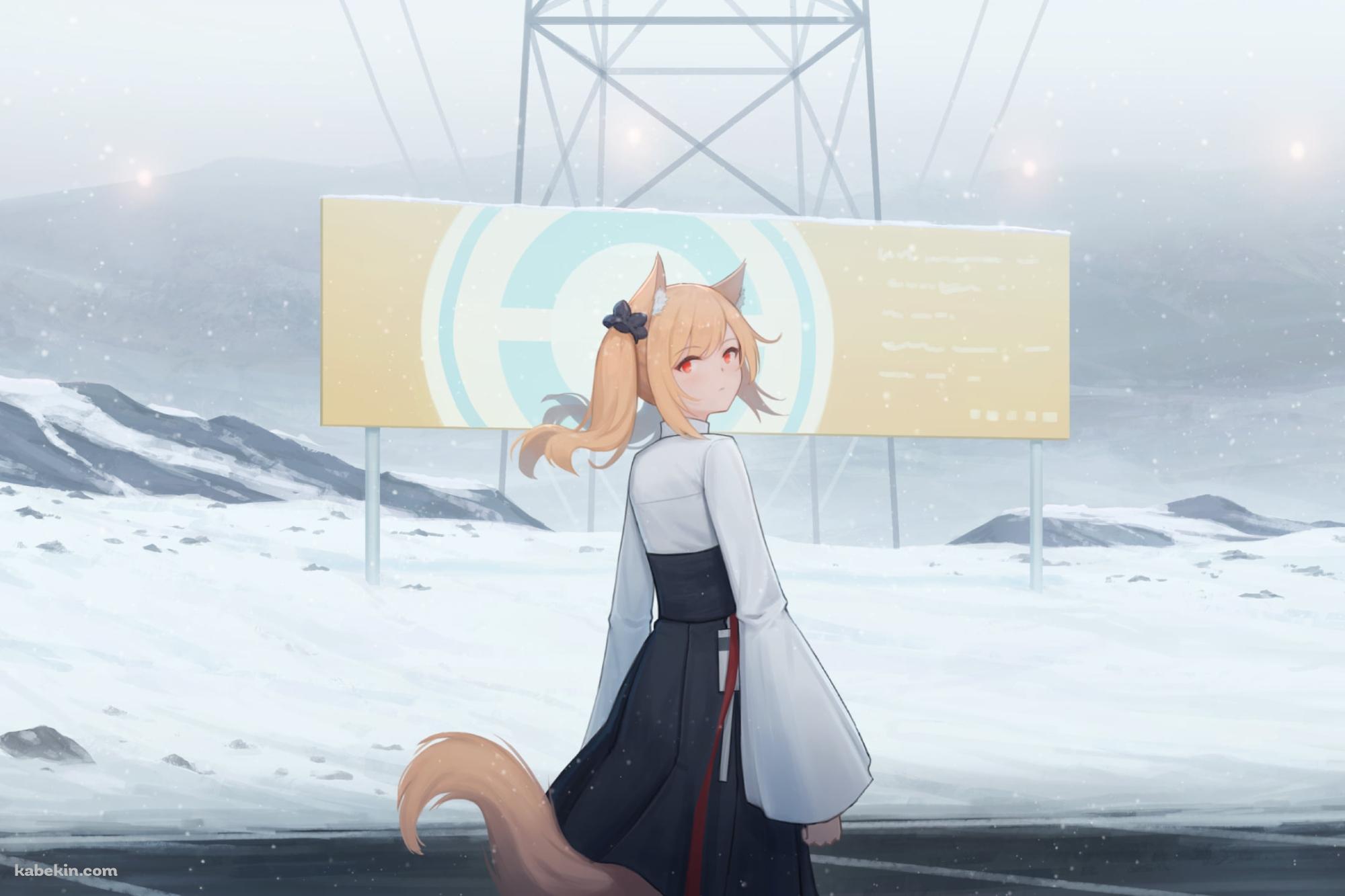 銀世界でこちらに振り返るソラ / アークナイツの壁紙(2000px x 1333px) 高画質 PC・デスクトップ用