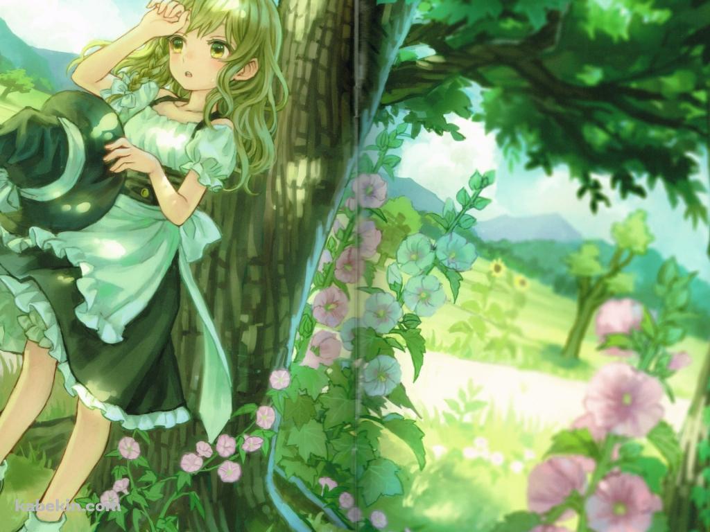 帽子を取って木陰で休む霧雨魔理沙 / 東方の壁紙(1024px x 768px) 高画質 PC・デスクトップ用