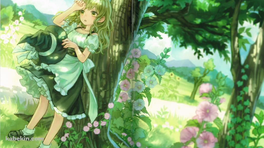 帽子を取って木陰で休む霧雨魔理沙 / 東方の壁紙(1051px x 591px) 高画質 PC・デスクトップ用