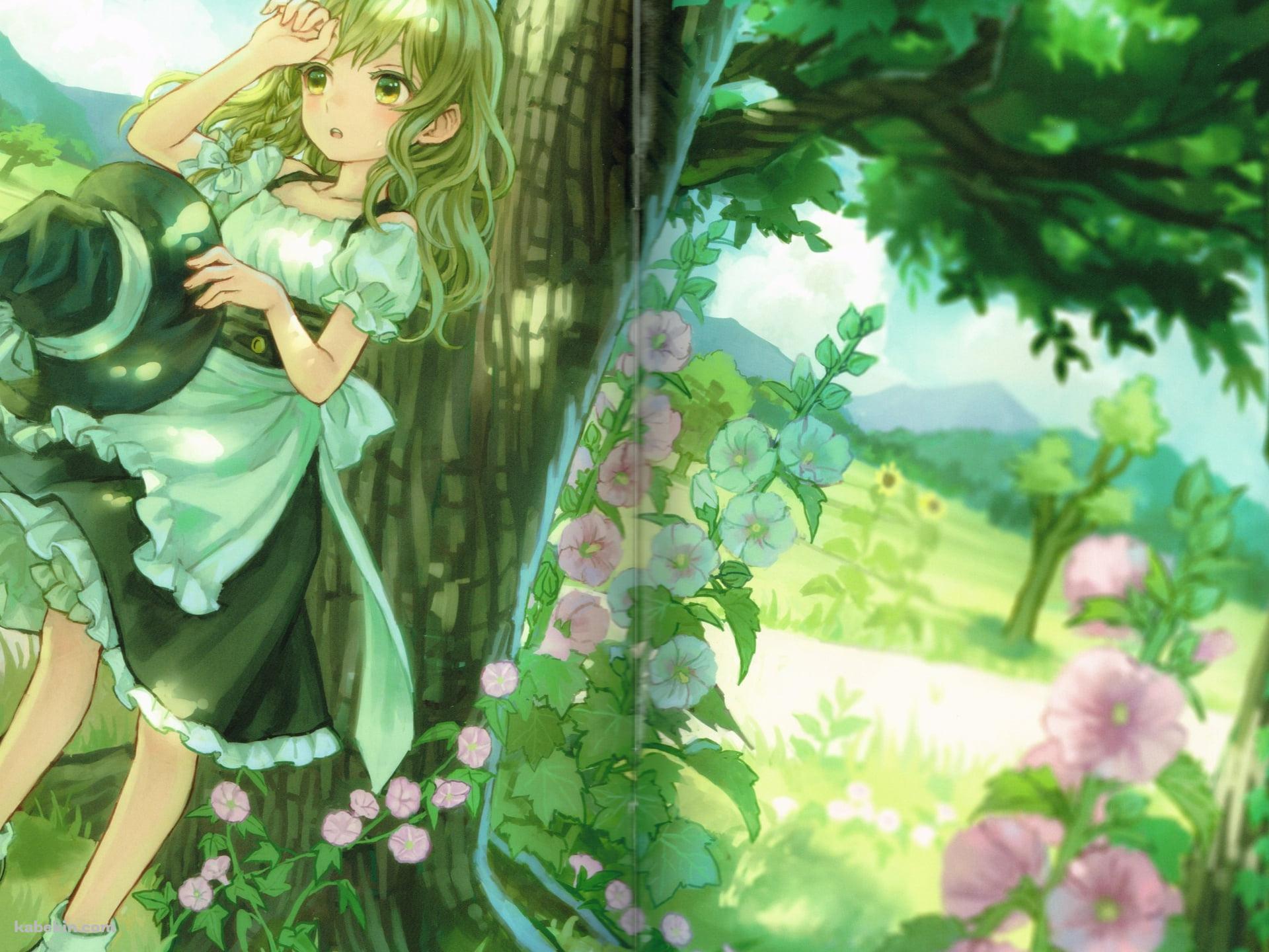 帽子を取って木陰で休む霧雨魔理沙 / 東方の壁紙(1920px x 1440px) 高画質 PC・デスクトップ用