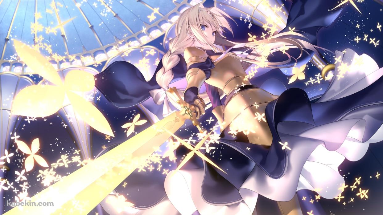 金色の剣を振るうアリス・シンセシス・サーティ / ソードアートオンラインの壁紙(1242px x 698px) 高画質 PC・デスクトップ用