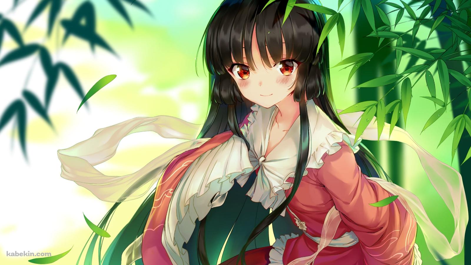 笹の葉と蓬莱山輝夜(ほうらいさん かぐや) / 原神の壁紙(1600px x 900px) 高画質 PC・デスクトップ用